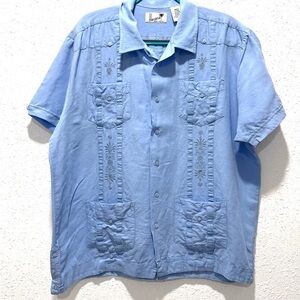 Havana Blue guayabera Casual Button Down Shirt‎ XL